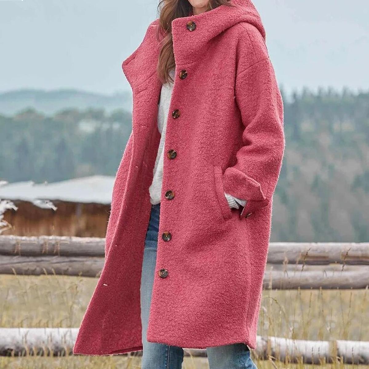 Elegant Women&#39;s Windproof Hooded Coat