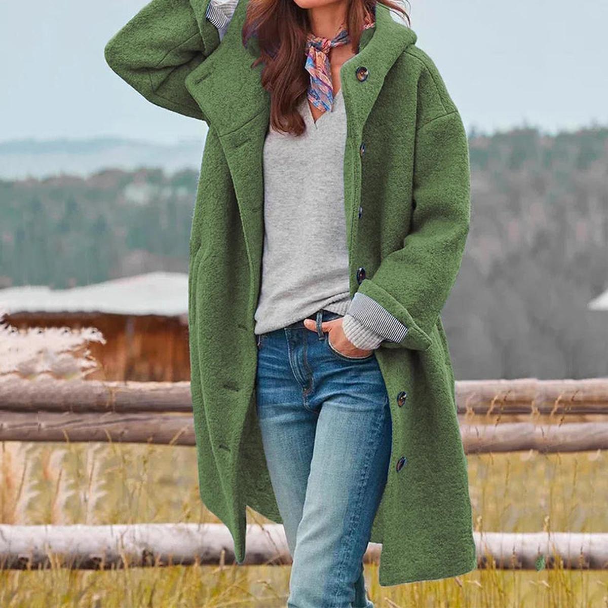 Elegant Women&#39;s Windproof Hooded Coat