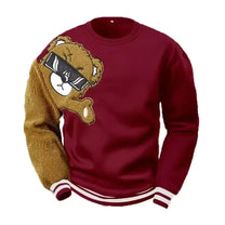 Embroidered Bear Design Relaxed Fit Cotton Sweater