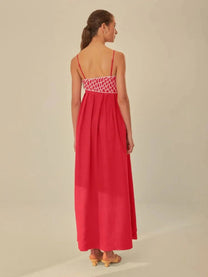 Embroidered Fish Semi-Sheer Cami Maxi Dress