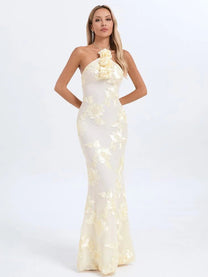 Embroidered Floral Halter Maxi Dress