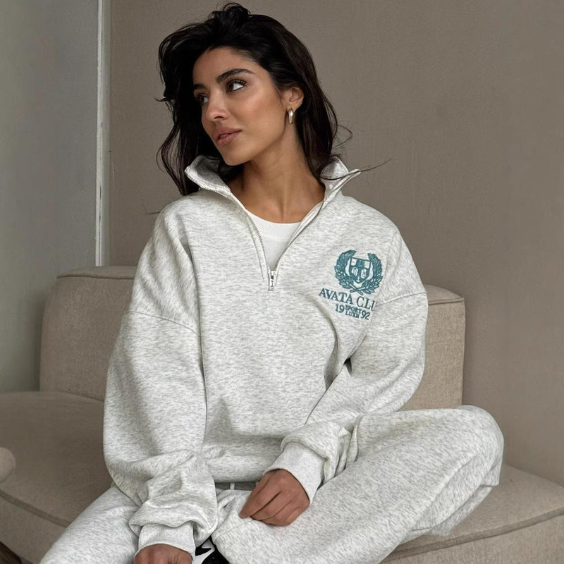 Embroidered Half-Zip Oversized Sweatshirt Herwick