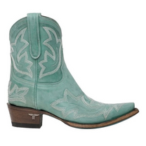 Embroidered Leather Cowboy Ankle Boots for Women