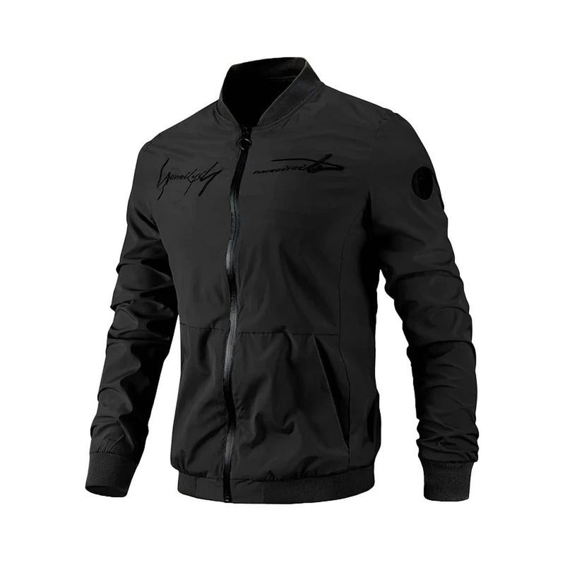 Embroidered Men&#39;s Bomber Jacket For Transitional Weather
