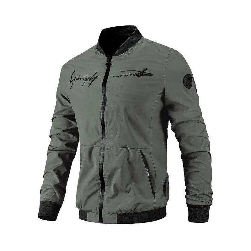 Embroidered Men&#39;s Bomber Jacket For Transitional Weather