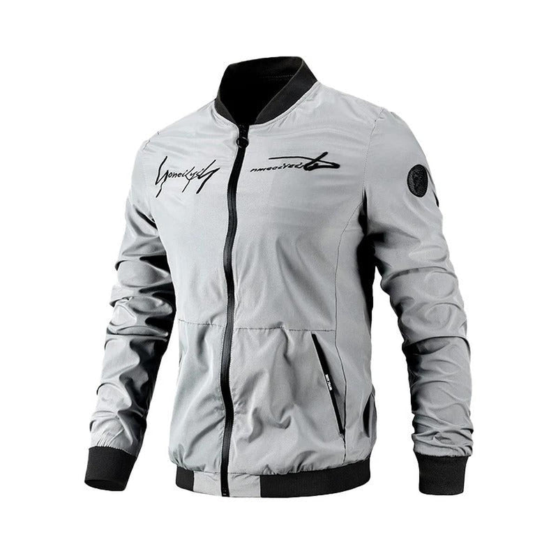 Embroidered Men&#39;s Bomber Jacket For Transitional Weather