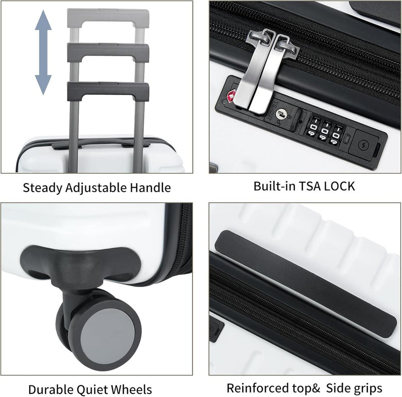 Expandable 20-Inch Cabin Suitcase With 360° Spinner Wheels And TSA Lock