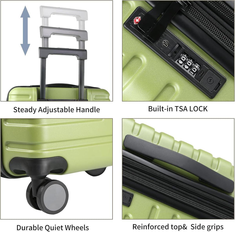 Expandable 20-Inch Cabin Suitcase With 360° Spinner Wheels And TSA Lock