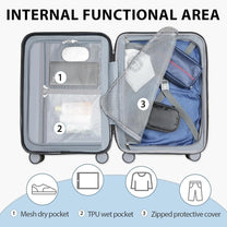 Expandable 20-Inch Cabin Suitcase With 360° Spinner Wheels And TSA Lock