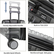 Expandable 20-Inch Cabin Suitcase With 360° Spinner Wheels And TSA Lock