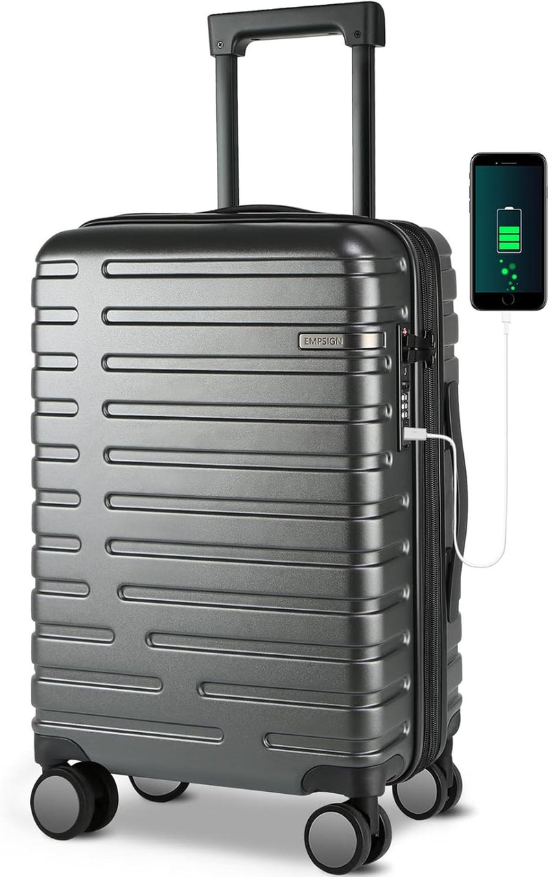 Expandable 20-Inch Cabin Suitcase With 360° Spinner Wheels And TSA Lock