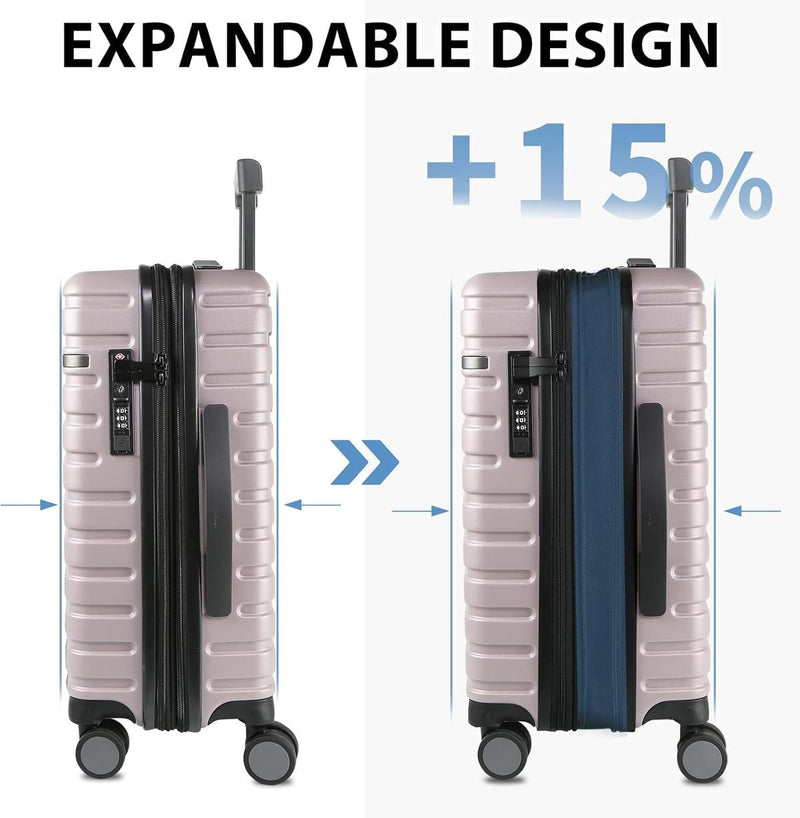 Expandable 20-Inch Cabin Suitcase With 360° Spinner Wheels And TSA Lock