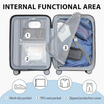 Expandable 20-Inch Cabin Suitcase With 360° Spinner Wheels And TSA Lock