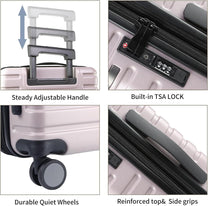 Expandable 20-Inch Cabin Suitcase With 360° Spinner Wheels And TSA Lock
