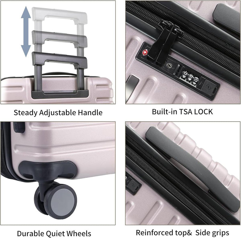 Expandable 20-Inch Cabin Suitcase With 360° Spinner Wheels And TSA Lock