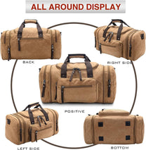 Expandable Canvas Weekend Duffle Bag - 40L to 50L Travel Backpack