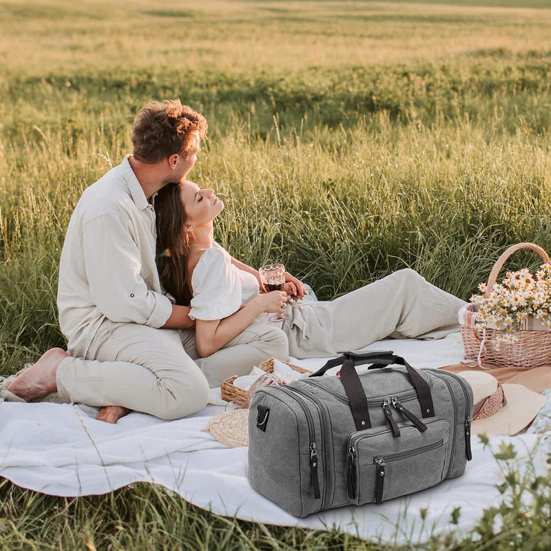 Expandable Canvas Weekend Duffle Bag - 40L to 50L Travel Backpack