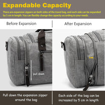 Expandable Canvas Weekend Duffle Bag - 40L to 50L Travel Backpack