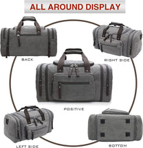 Expandable Canvas Weekend Duffle Bag - 40L to 50L Travel Backpack