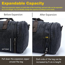 Expandable Canvas Weekend Duffle Bag - 40L to 50L Travel Backpack