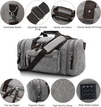 Expandable Canvas Weekend Duffle Bag - 40L to 50L Travel Backpack