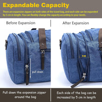Expandable Canvas Weekend Duffle Bag - 40L to 50L Travel Backpack