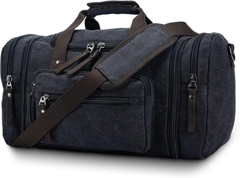 Expandable Canvas Weekend Duffle Bag - 40L to 50L Travel Backpack