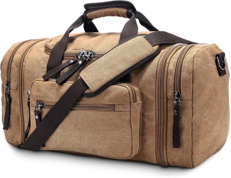Expandable Canvas Weekend Duffle Bag - 40L to 50L Travel Backpack