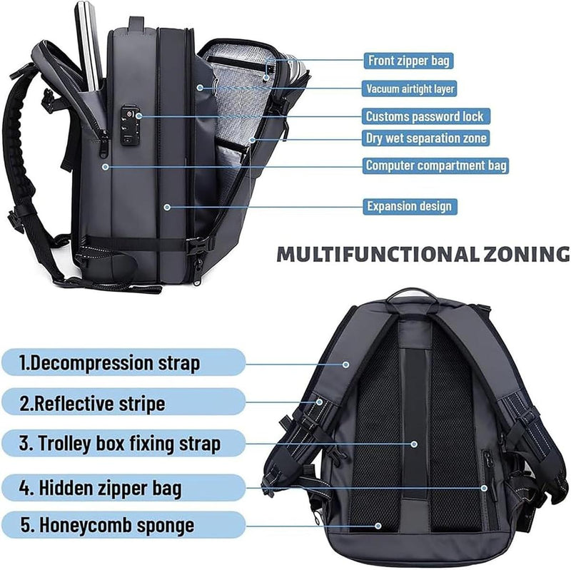 Expandable Compression Backpack With Anti-Theft Lock And Wet/Dry Separation