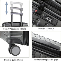Expandable Hard Shell Cabin Suitcase With Spinner Wheels And TSA Lock