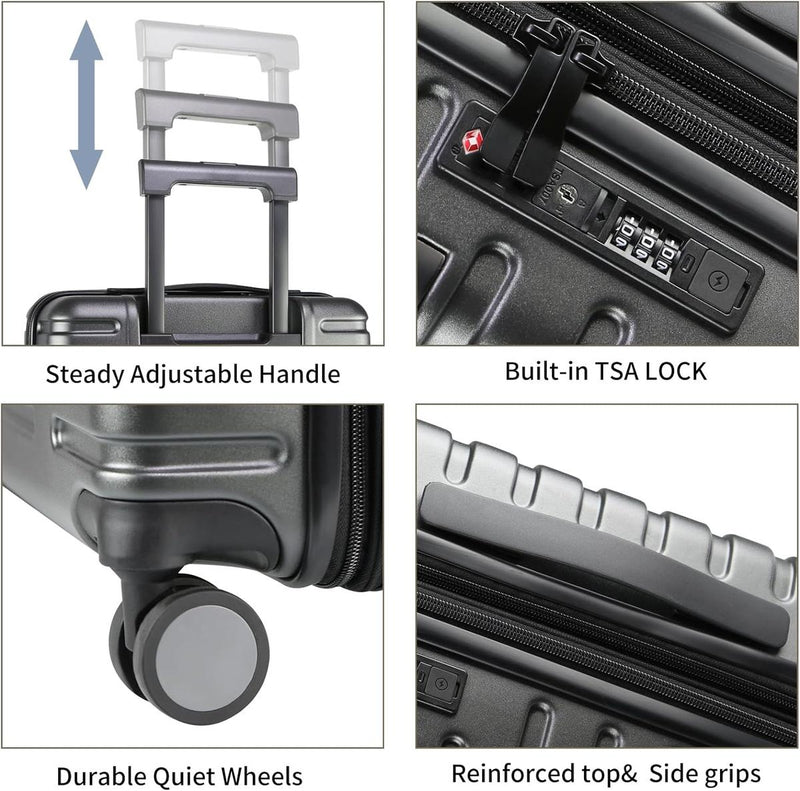 Expandable Hard Shell Cabin Suitcase With Spinner Wheels And TSA Lock