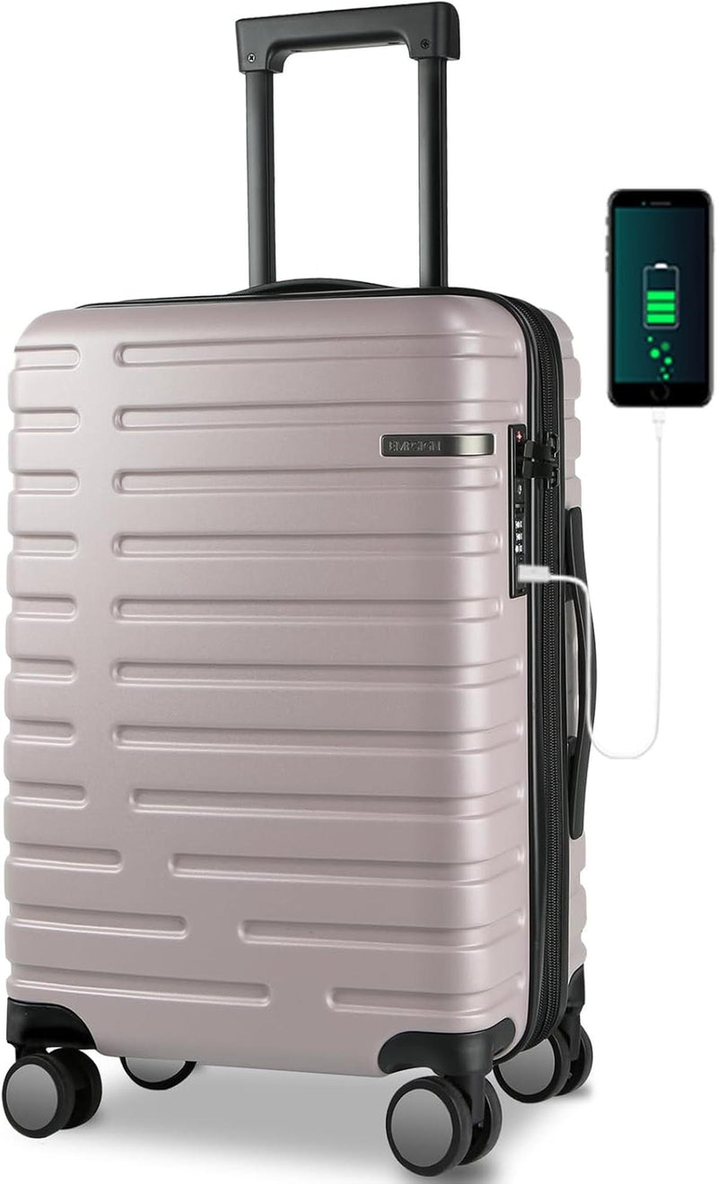 Expandable Hard Shell Cabin Suitcase With Spinner Wheels And TSA Lock
