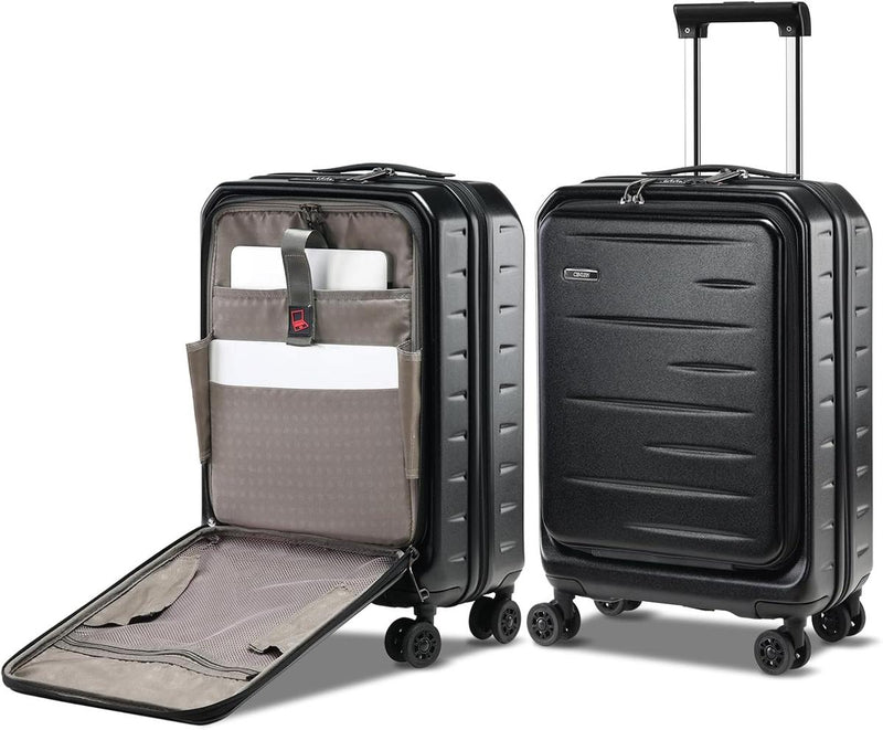 Expandable Hard-Shell Suitcase Set With Front Pocket And TSA Lock