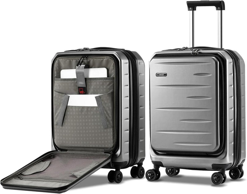 Expandable Hard-Shell Suitcase Set With Front Pocket And TSA Lock