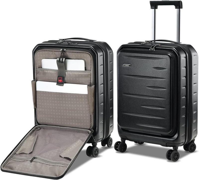 Expandable Hard-Shell Suitcase Set With Front Pocket And TSA Lock