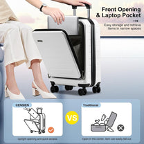 Expandable Hard-Shell Suitcase Set With Front Pocket And TSA Lock