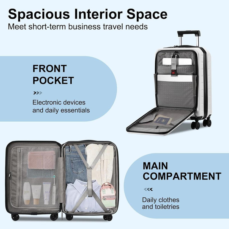 Expandable Hard-Shell Suitcase Set With Front Pocket And TSA Lock