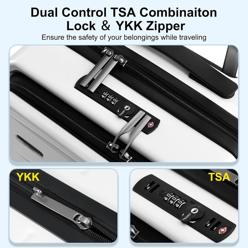 Expandable Hard-Shell Suitcase Set With Front Pocket And TSA Lock