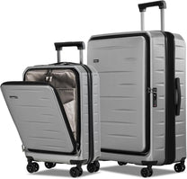 Expandable Hard-Shell Suitcase Set With Front Pocket And TSA Lock