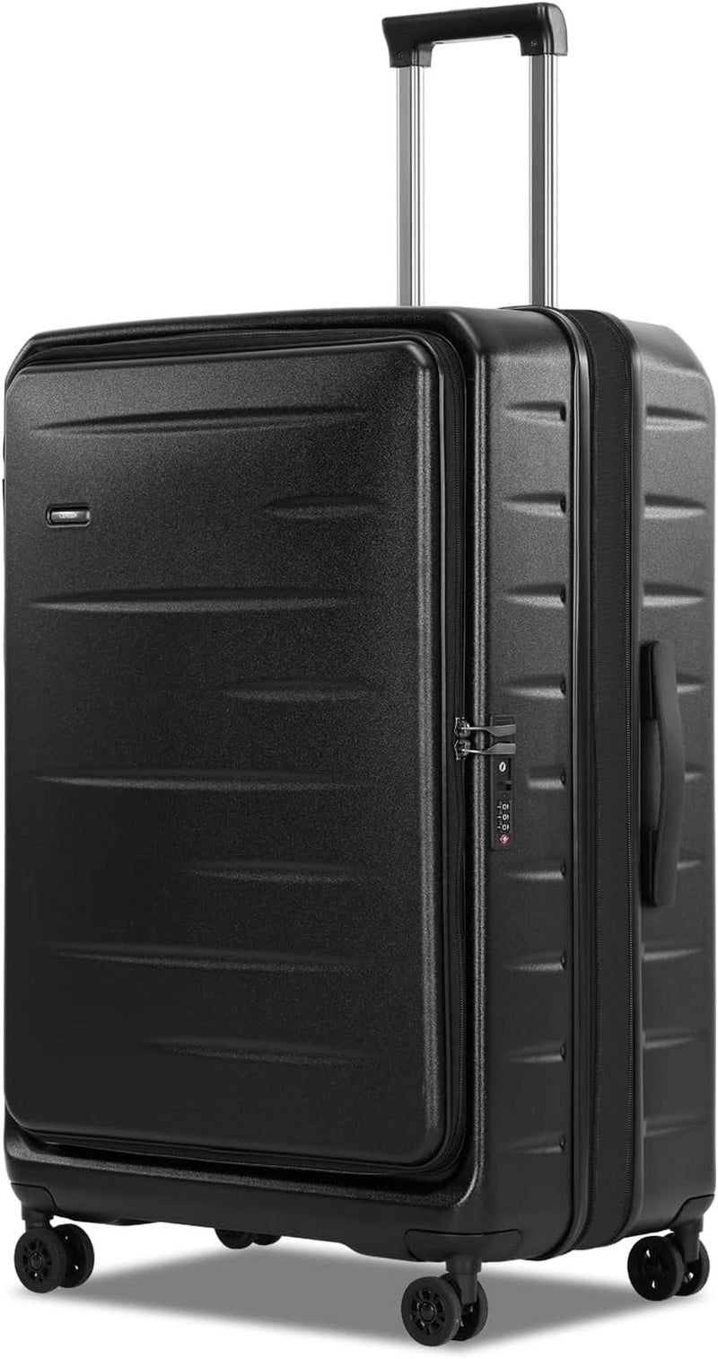Expandable Hard-Shell Suitcase Set With Front Pocket And TSA Lock