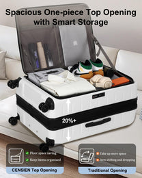 Expandable Hard-Shell Suitcase Set With Front Pocket And TSA Lock