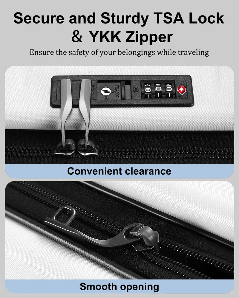 Expandable Hard-Shell Suitcase Set With Front Pocket And TSA Lock