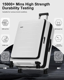 Expandable Hard-Shell Suitcase Set With Front Pocket And TSA Lock
