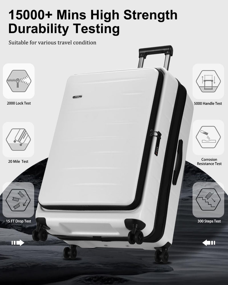 Expandable Hard-Shell Suitcase Set With Front Pocket And TSA Lock