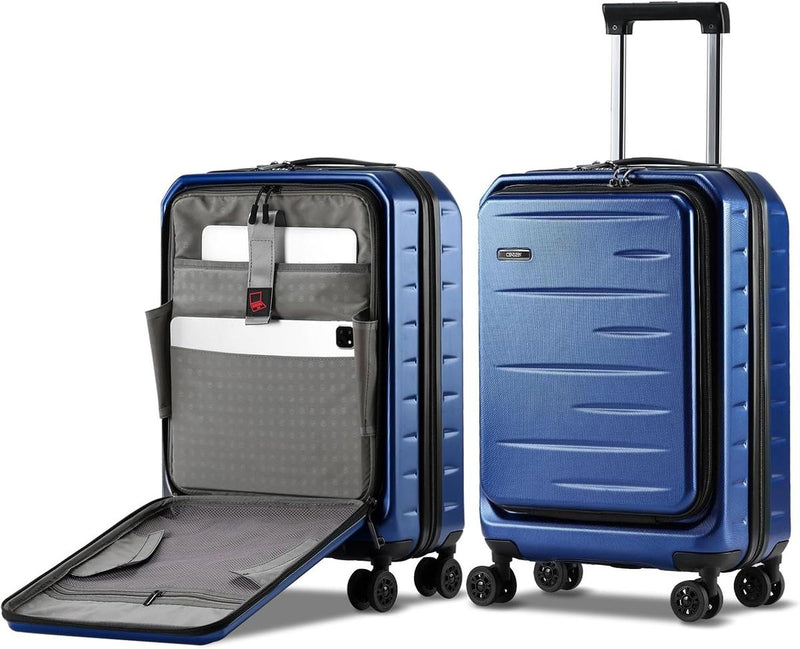 Expandable Hard-Shell Suitcase Set With Front Pocket And TSA Lock