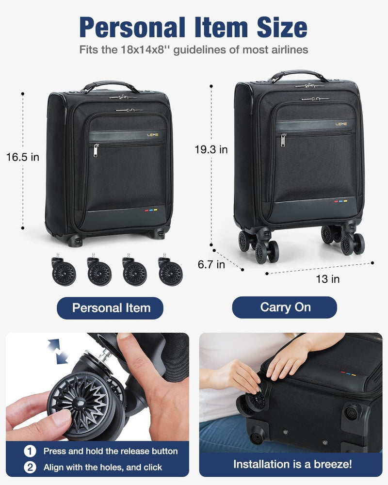 Expandable Soft Cabin Suitcase With Wheels - Lightweight And Airline Approved