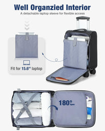 Expandable Soft Cabin Suitcase With Wheels - Lightweight And Airline Approved