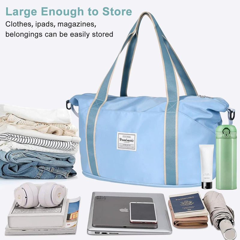 Expandable Travel Bag With Waterproof Wet Pocket And Trolley Sleeve