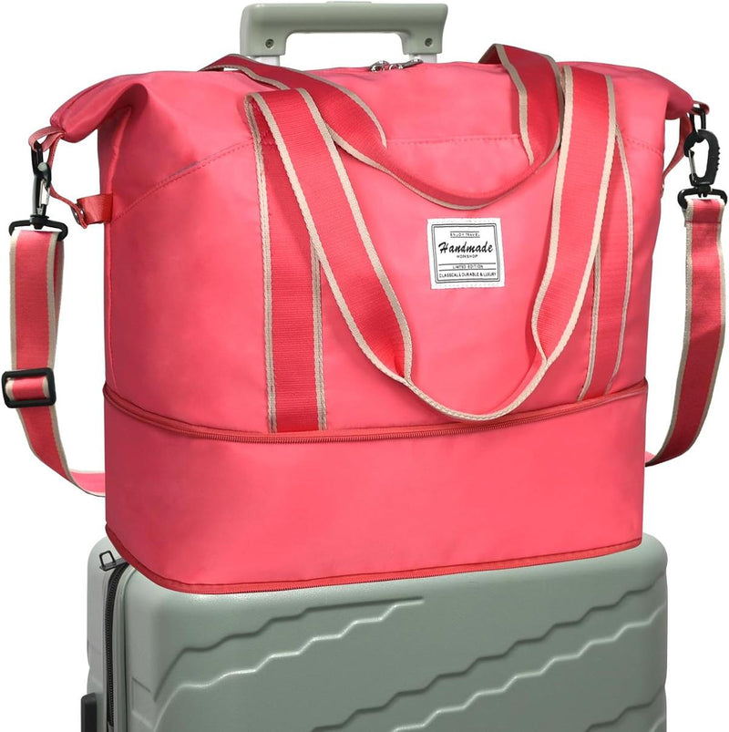 Expandable Travel Bag With Waterproof Wet Pocket And Trolley Sleeve