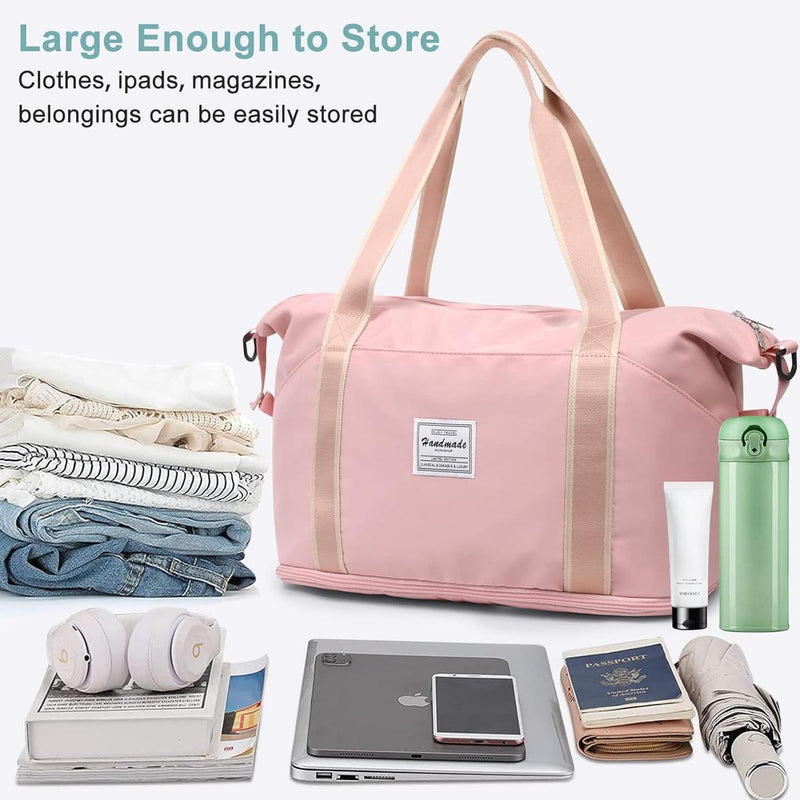 Expandable Travel Bag With Waterproof Wet Pocket And Trolley Sleeve
